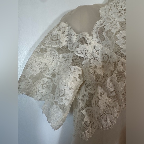 Antique Eyeful By Flaums Bridal Peignoir Sheer Chiffon Overlay English Lace Sz S - Picture 4 of 16
